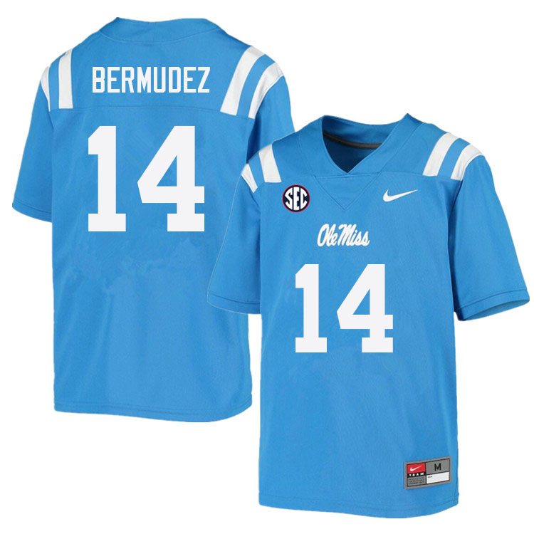 Derek Bermudez Ole Miss Rebels NCAA Men's Powder Blue #14 Stitched Limited College Football Jersey TJR5358JE